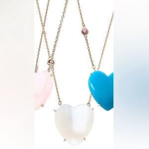 Jane Win LOVE Carved Heart Necklace with Gold Setting